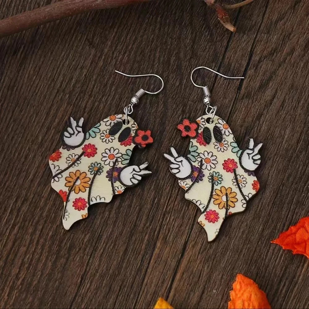 Ghost Hippie Dangle Earrings - Picture 5 of 5